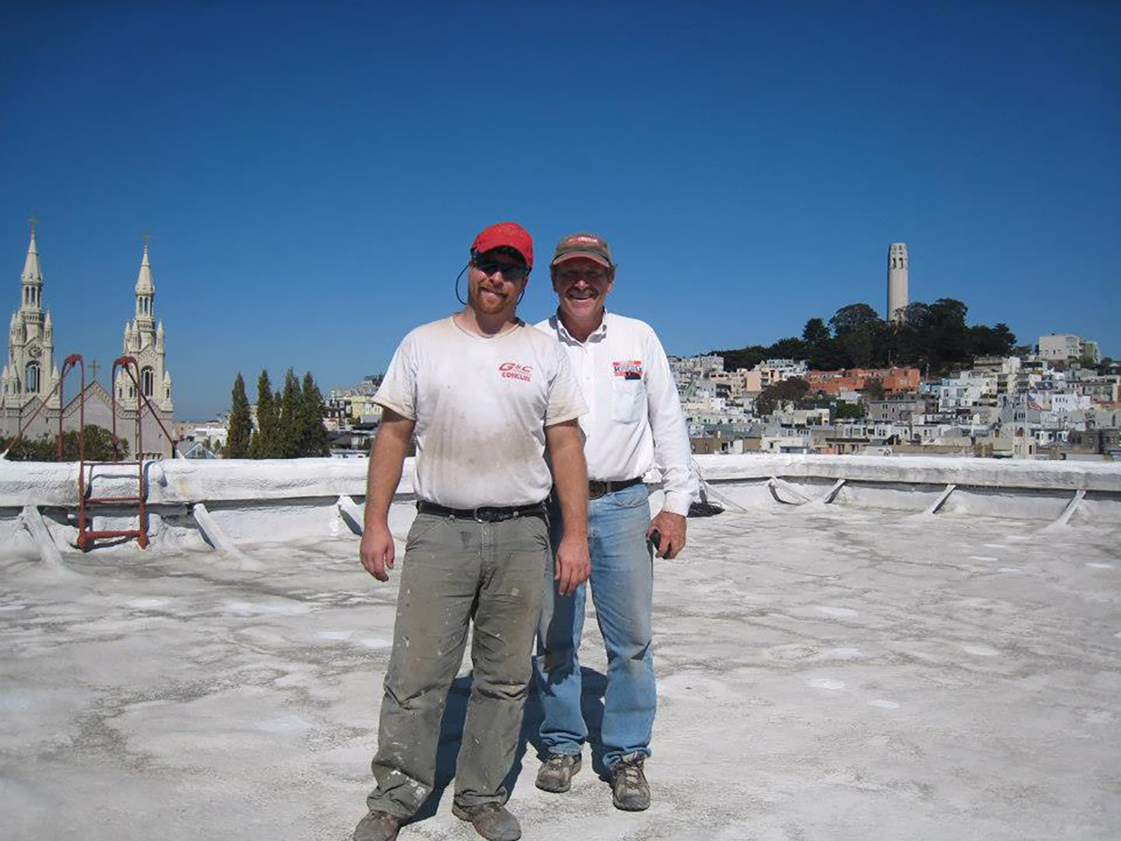 Father and son working together